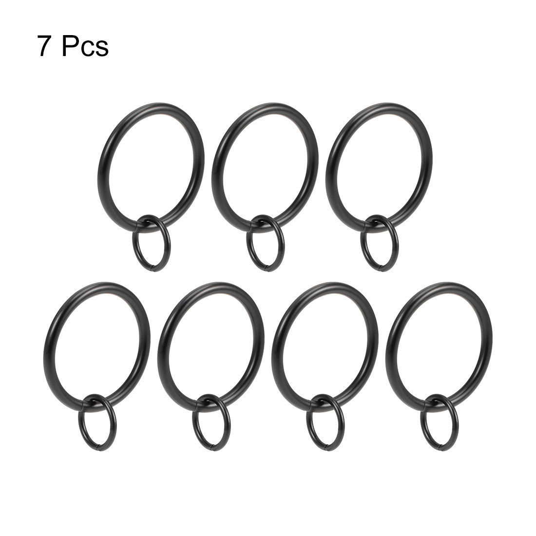 uxcell Uxcell Curtain Ring Metal 32mm Inner Dia Drapery Ring for Curtain Rods Black 7 Pcs