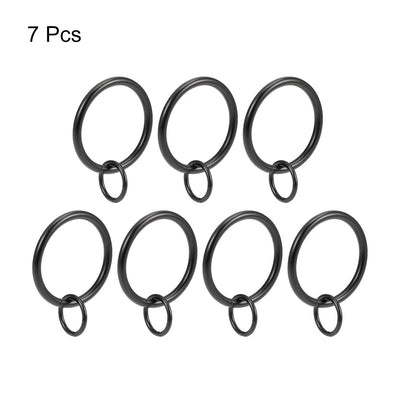 Harfington Uxcell Curtain Ring Metal 32mm Inner Dia Drapery Ring for Curtain Rods Black 7 Pcs