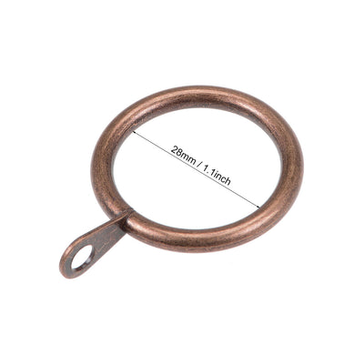 Harfington Uxcell Curtain Rings Metal 28mm Inner Dia Drapery Ring for Curtain Rods Copper 28 Pcs