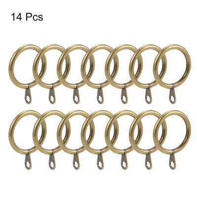 Harfington Uxcell Curtain Rings Metal 28mm Inner Dia Drapery Ring for Curtain Rods Bronze 14 Pcs
