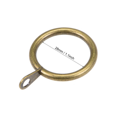 Harfington Uxcell Curtain Rings Metal 28mm Inner Dia Drapery Ring for Curtain Rods Bronze 28 Pcs