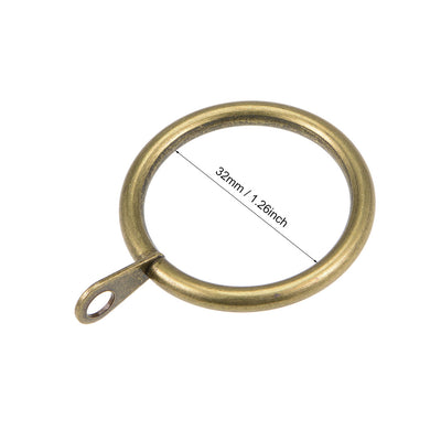 Harfington Uxcell Curtain Ring Metal 32mm Inner Dia Drapery Ring for Curtain Rods Bronze 28 Pcs