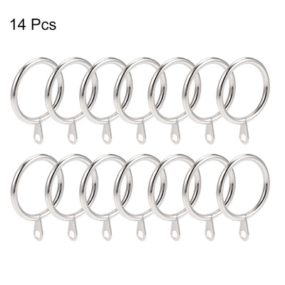 Harfington Uxcell Curtain Rings Metal 32mm Inner Dia Drapery Ring for Curtain Rods Silver Tone 14 Pcs