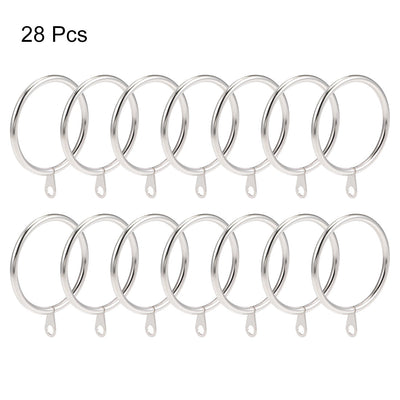 Harfington Uxcell Curtain Rings Metal 45mm Inner Dia Drapery Ring for Curtain Rods Silver Tone 28 Pcs