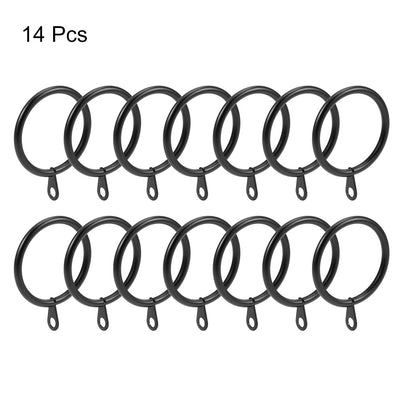 Harfington Uxcell Curtain Rings Metal 38mm Inner Dia Drapery Ring for Curtain Rods Black 14 Pcs