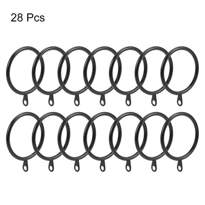Harfington Uxcell Curtain Rings Metal 45mm Inner Dia Drapery Ring for Curtain Rods Black 28 Pcs