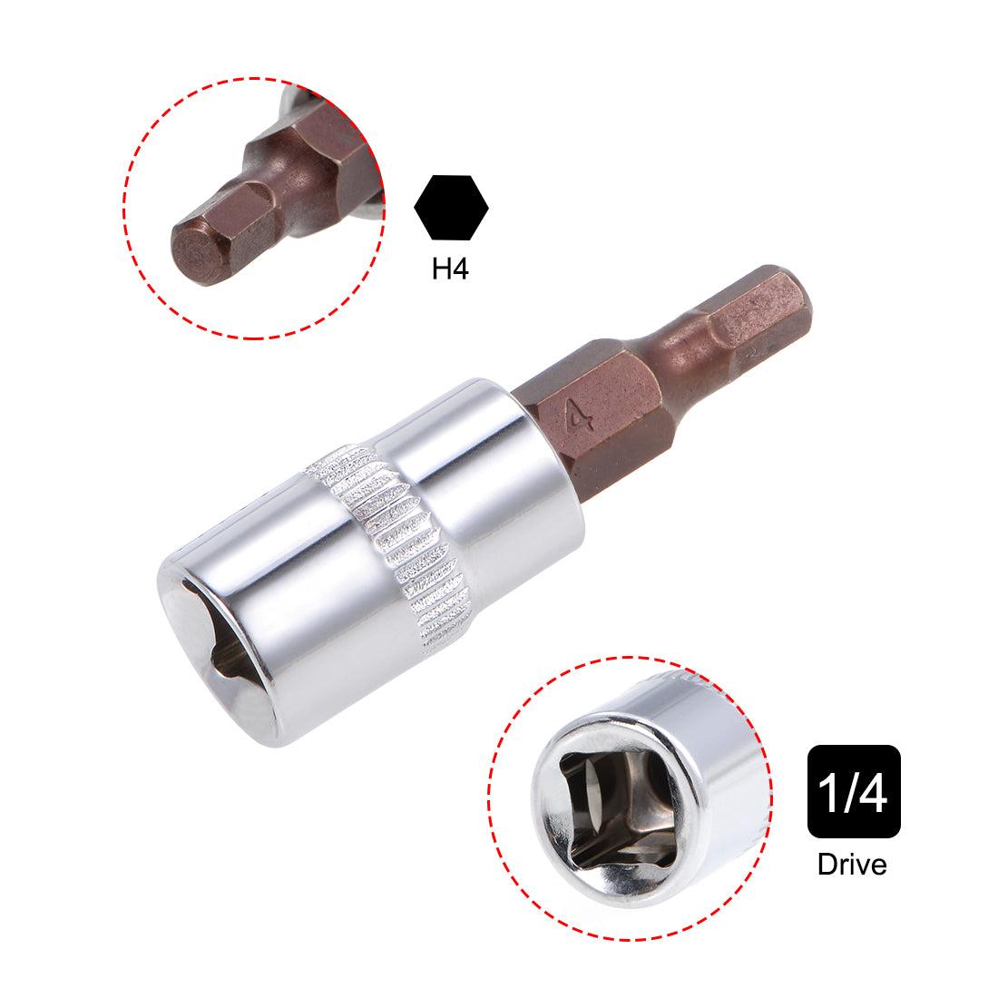 uxcell Uxcell Hex Bit Socket, S2 Steel Bits, CR-V Sockets (for Hand Use Only)
