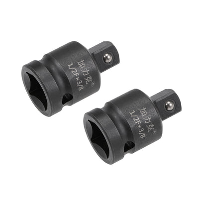 Harfington Uxcell 2 Pcs 1/2 Inch Drive (F) x 3/8 Inch (M) Impact Socket Reducer for Ratchet Wrenches, Female to Male, Cr-Mo