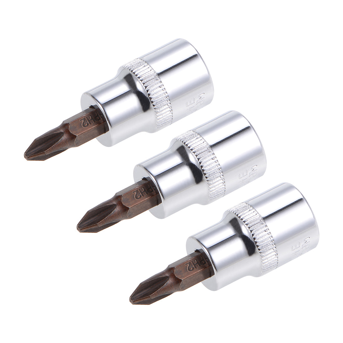 uxcell Uxcell 3 Pcs 3/8" Drive x PH2 Phillips Bit Socket, Standard Metric, S2 and Cr-V Steel