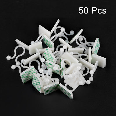 Harfington Uxcell Twist Lock Cable Wire Ties with Sticker Nylon U Shape Save Place 10mm Dia White 50pcs