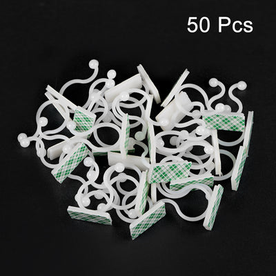 Harfington Uxcell Twist Lock Cable Wire Ties with Sticker Nylon U Shape Save Place 16mm Dia White 50pcs