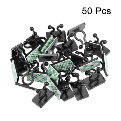 Harfington Uxcell Twist Lock Cable Wire Ties with Sticker Nylon U Shape Save Place 7mm Dia Black 50pcs