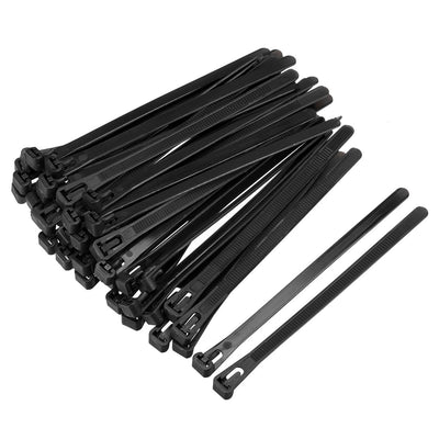 uxcell Uxcell Reusable Cable Ties 150mmx7.4mm Adjustable Nylon Zip Ties Wraps Black 60pcs