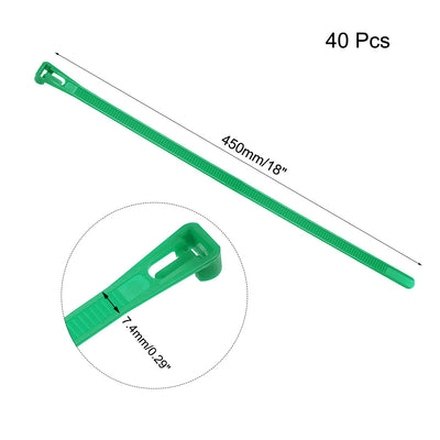 Harfington Uxcell Reusable Cable Ties 450mmx7.4mm Adjustable Nylon Zip Ties Wraps Green 40pcs