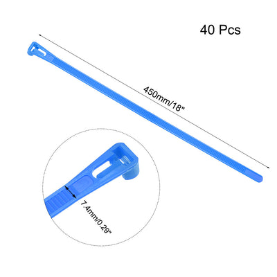 Harfington Uxcell Reusable Cable Ties 450mmx7.4mm Adjustable Nylon Zip Ties Wraps Blue 40pcs