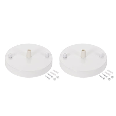 Harfington Uxcell Retro Light Canopy Kit with White Cord Grip, Vintage Chandelier Ceiling Plate, for Light Fitting Accessory DIY, 120mm 4.7Inch White 2Pcs