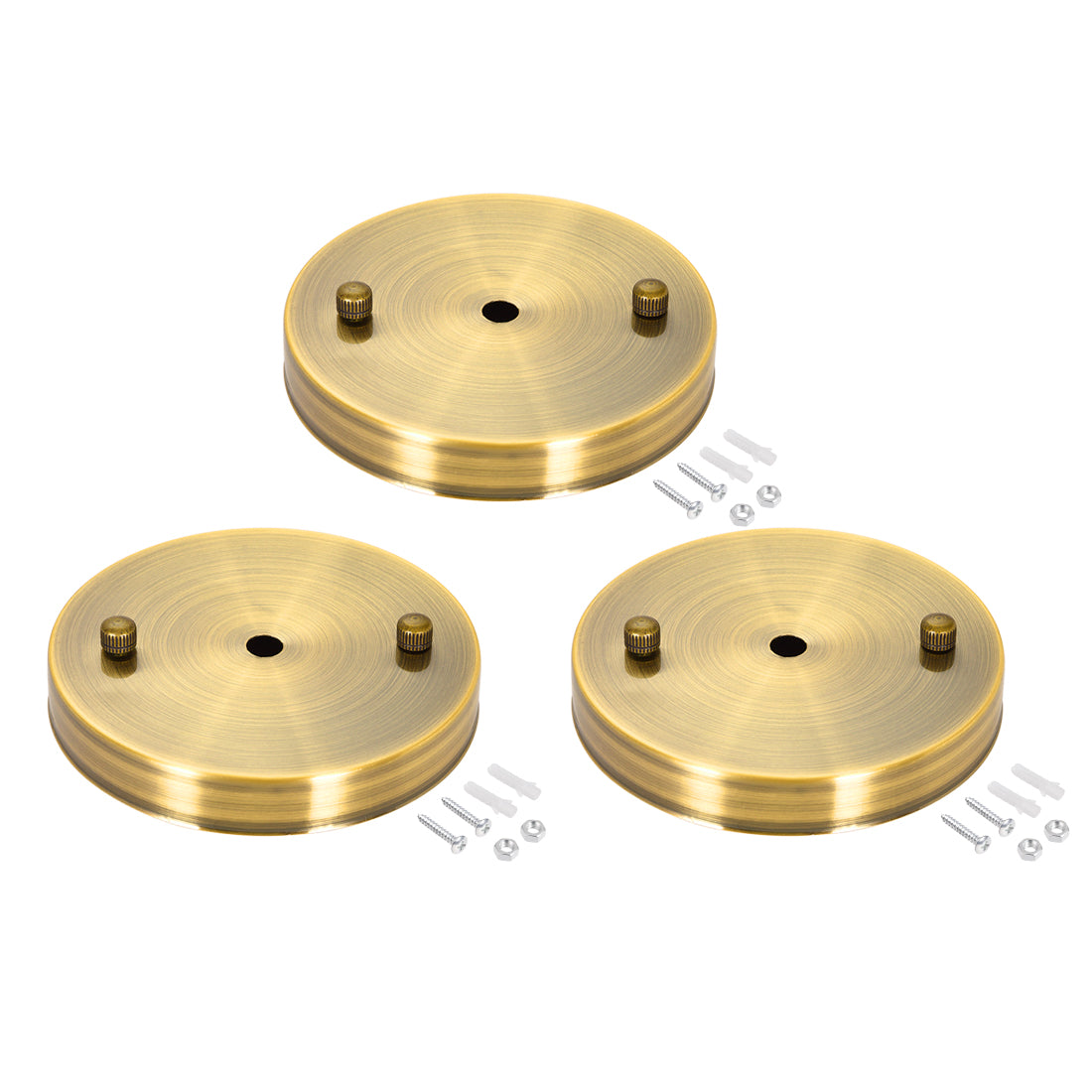 uxcell Uxcell Retro Light Canopy Kit Pendant Lighting Ceiling Plate 120mm 4.7Inch Gold Bronze 3Pcs