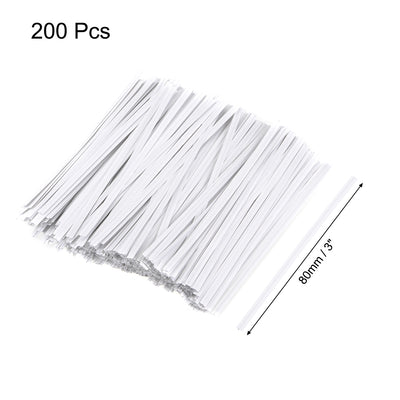 Harfington Uxcell Long Strong Twist Ties 3.15 Inches Quality  Closure Tie for Tying Gift Bags Art Craft Ties Manage Cords White 200pcs