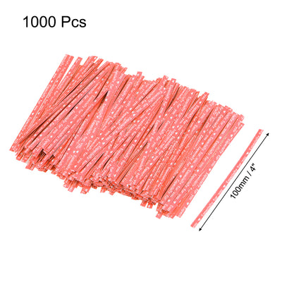 Harfington Uxcell Long Strong Twist Ties 4 Inches Quality  Closure Tie for Tying Gift Bags Art Craft Ties Manage Cords Red 1000pcs