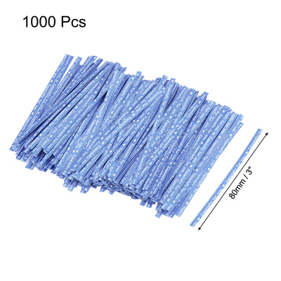 Harfington Uxcell Long Strong Twist Ties 3.15 Inch Quality  Closure for Tying Gift Bags Art Craft Ties Manage Cords Bule 1000pcs