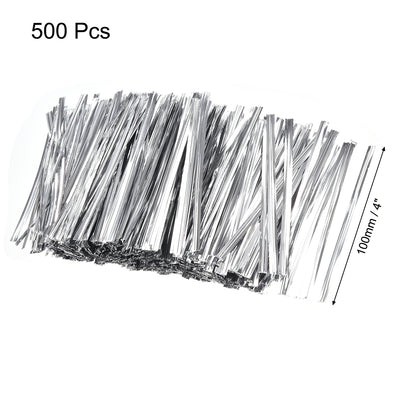 Harfington Uxcell Long Strong Twist Ties 4 Inches Quality Plastic Closure Tie for Tying Gift Bags Art Craft Ties Manage Cords Silvery 500pcs