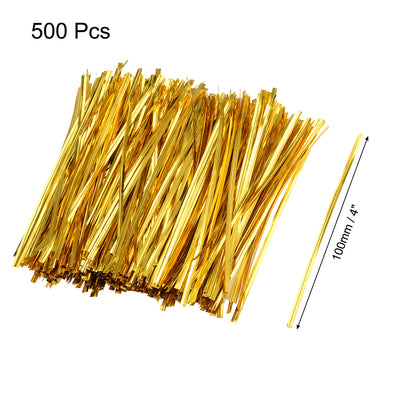 Harfington Uxcell Long Strong Twist Ties 4 Inches Quality Plastic Closure Tie for Tying Gift Bags Art Craft Ties Manage Cords Golden 500pcs
