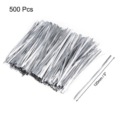 Harfington Uxcell Long Strong Twist Ties 4.7 Inches Quality Plastic Closure Tie for Tying Gift Bags Art Craft Ties Manage Cords Silvery 500pcs