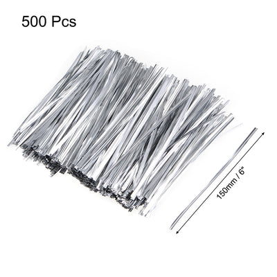 Harfington Uxcell Long Strong Twist Ties 5.9 Inches Quality Plastic Closure Tie for Tying Gift Bags Art Craft Ties Manage Cords Silvery 500pcs