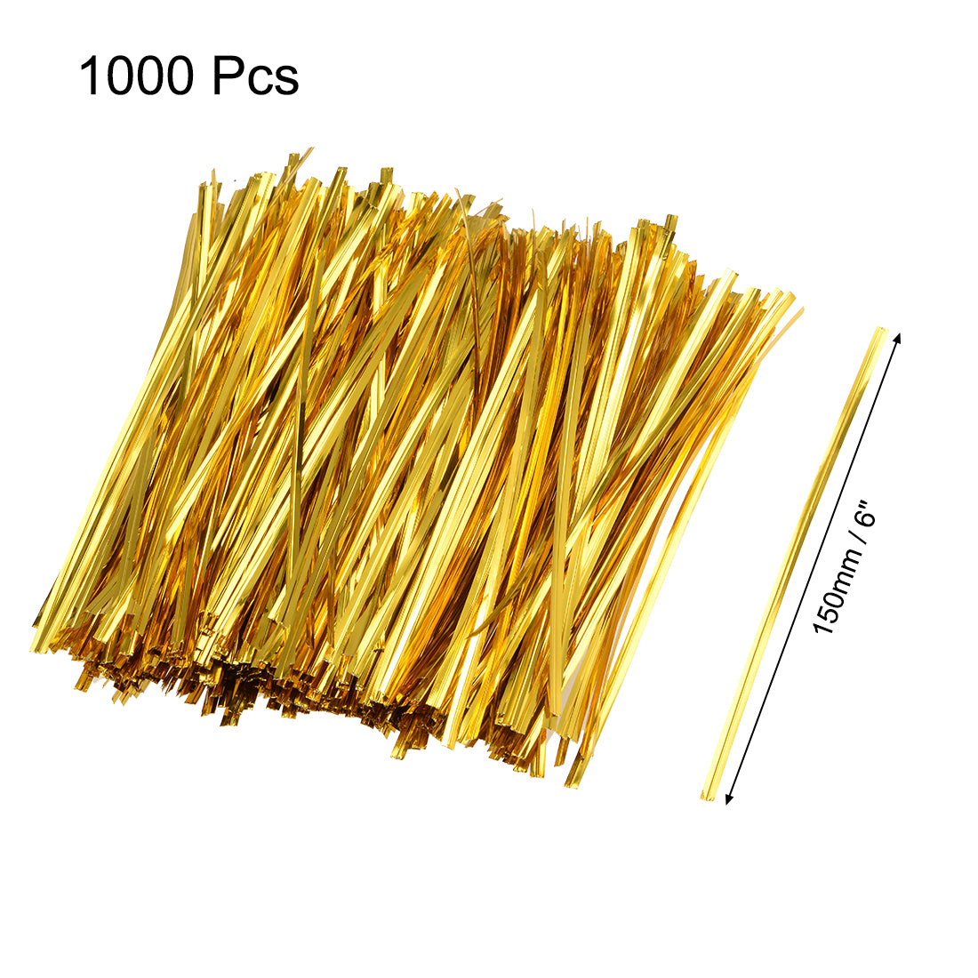uxcell Uxcell Long Strong Twist Ties 5.9 Inches Quality Plastic Closure Tie for Tying Gift Bags Art Craft Ties Manage Cords Golden 1000pcs
