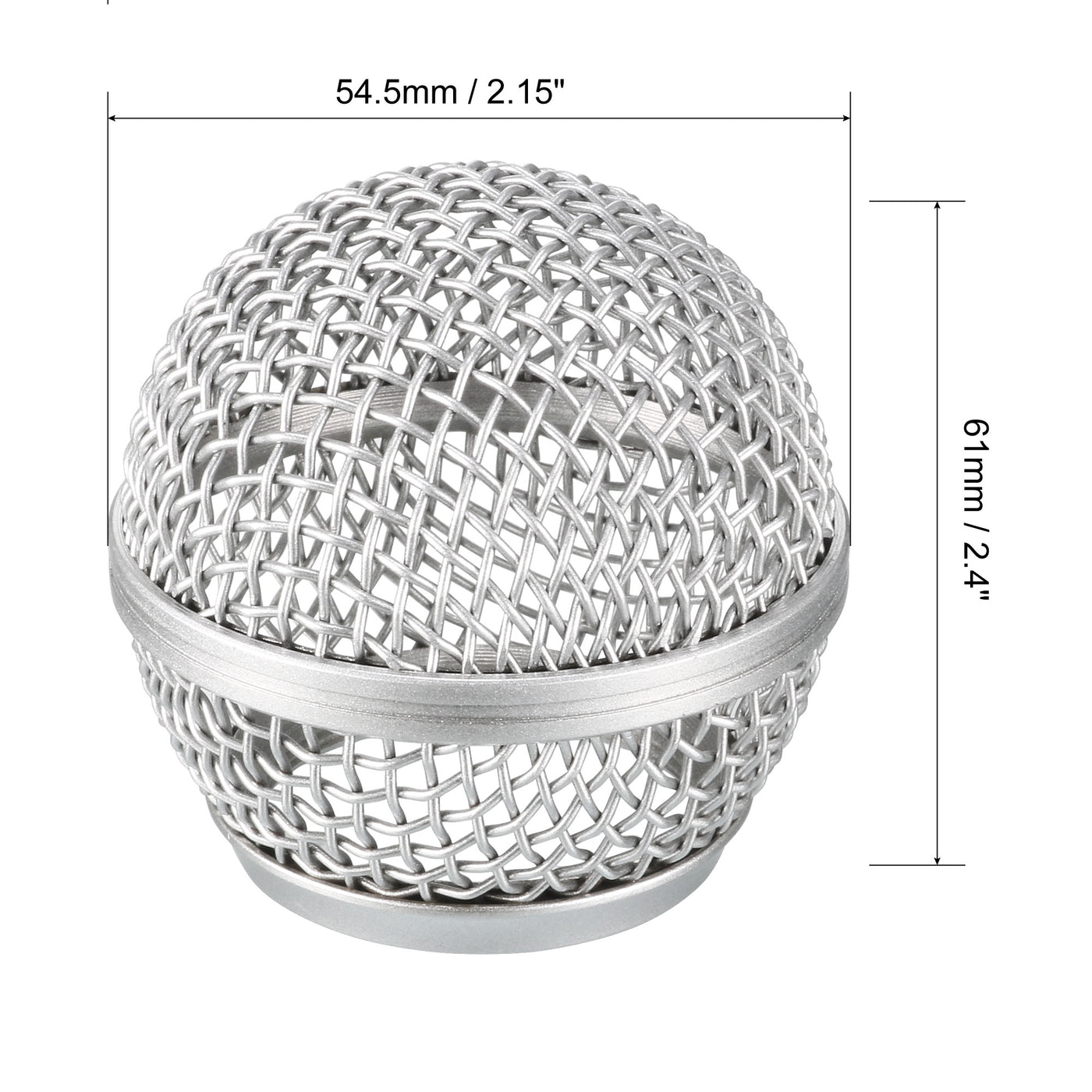 uxcell Uxcell Silver Tone Microphone Ball Head Mesh Grille Round Metal with White Inner Foam Filter for 858 Mic