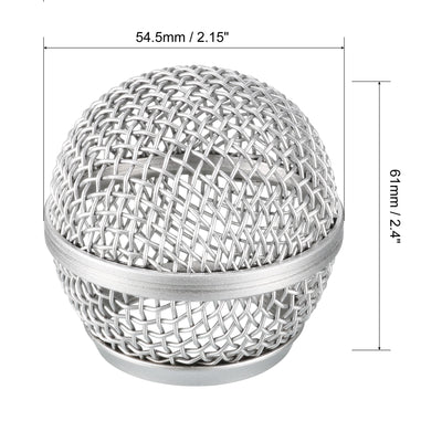 Harfington Uxcell Silver Tone Microphone Ball Head Mesh Grille Round Metal with White Inner Foam Filter for 858 Mic
