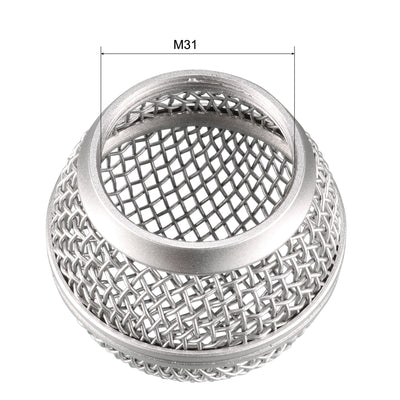 Harfington Uxcell Silver Tone Microphone Ball Head Mesh Grille Round Metal with White Inner Foam Filter for 858 Mic
