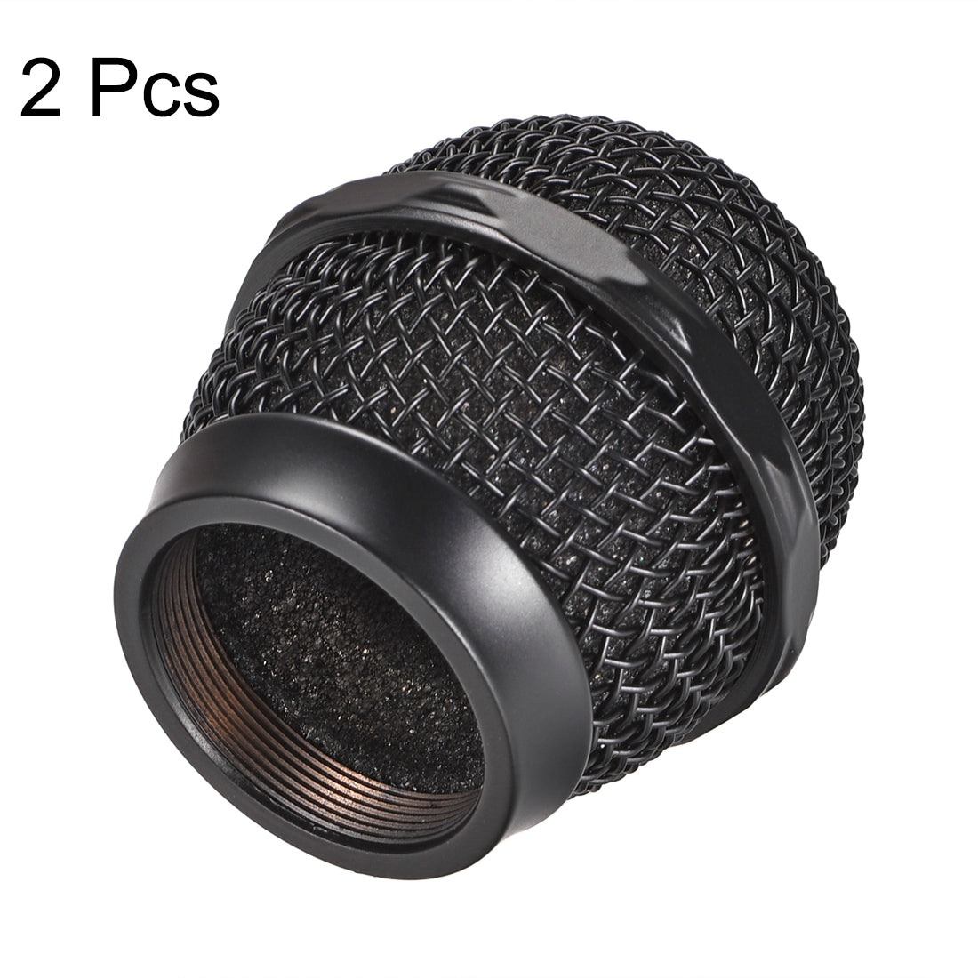uxcell Uxcell Black Microphone Ball Head Mesh Grille Round Metal with Grey Inner Foam Filter for 858 Mic 2Pcs