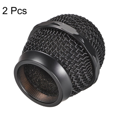 Harfington Uxcell Black Microphone Ball Head Mesh Grille Round Metal with Grey Inner Foam Filter for 858 Mic 2Pcs