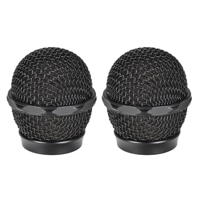 Harfington Uxcell Black Microphone Ball Head Mesh Grille Round Metal with Grey Inner Foam Filter for 858 Mic 2Pcs