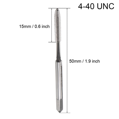 Harfington Uxcell Machine Tap 4-40 UNC Thread Pitch 3 Flutes High Speed Steel 2A Tolerance