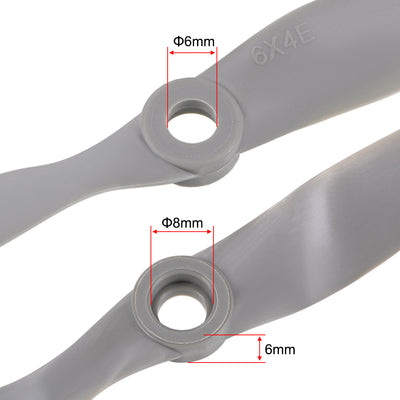 Harfington Uxcell RC Propellers CW 6x4 Inch 2-Vane for Airplane Gray 3Pcs with Adapter Rings