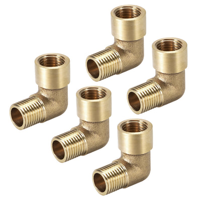 uxcell Uxcell Brass Pipe Fitting 90 Degree Elbow 1/4 BSP Male x 1/4 BSP Female 5pcs