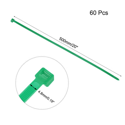 Harfington Uxcell Cable Zip Ties 500mmx4.8mm Self-Locking Nylon Tie Wraps Green 60pcs