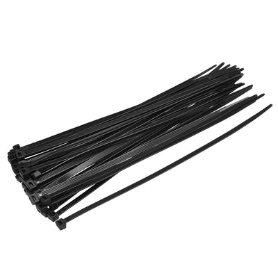 uxcell Uxcell Cable Zip Ties 250mm x5.0mm Self-Locking Nylon Tie Wraps Black 40pcs