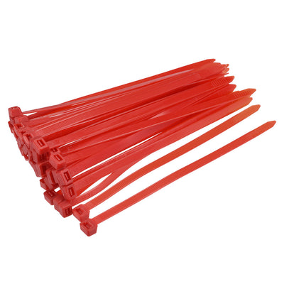 uxcell Uxcell Cable Zip Ties 250mmx7.6mm Self-Locking Nylon Tie Wraps Red 40pcs