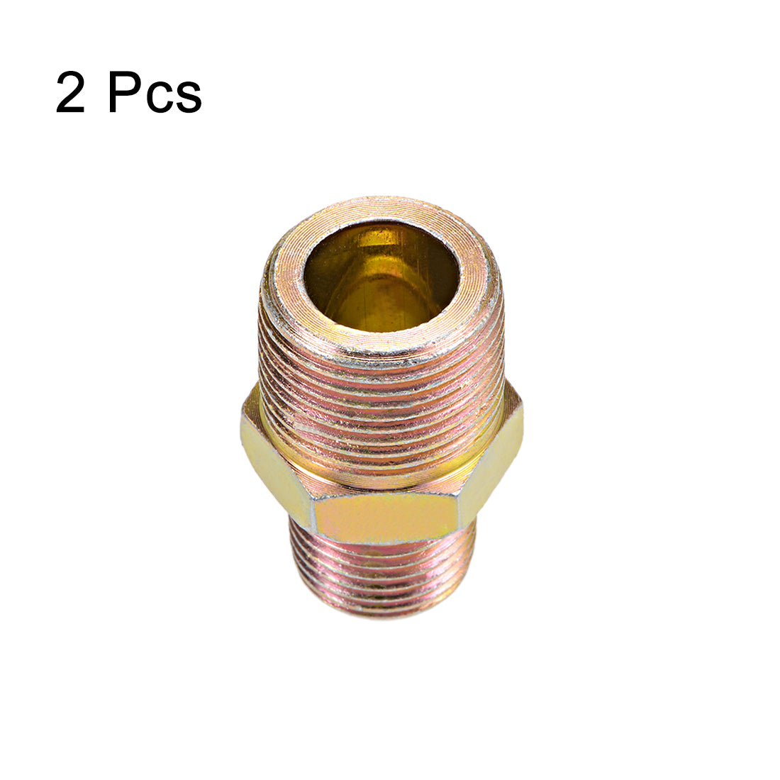 Uxcell Uxcell Reducing Pipe Fitting - Reducer Hex Nipple - 1 X 3/4 BSP Male Connector Zinc Finish Plating 2Pcs