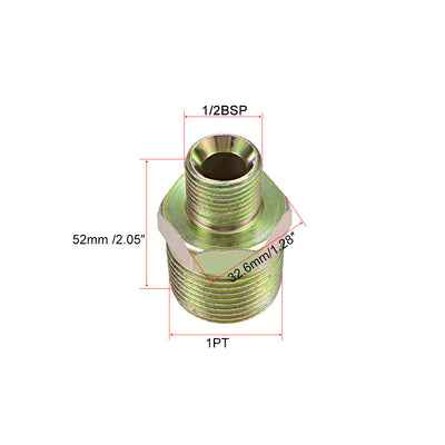 Harfington Uxcell Reducing Pipe Fitting - Reducer Hex Nipple - 1 X 3/4 BSP Male Connector Zinc Finish Plating 2Pcs