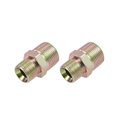 Harfington Uxcell Reducing Pipe Fitting - Reducer Hex Nipple - 1 X 3/4 BSP Male Connector Zinc Finish Plating 2Pcs