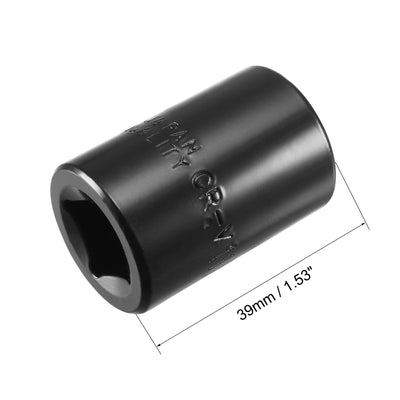 Harfington Uxcell 6-Point Impact Socket, CR-V Steel, Shallow SAE Sizes