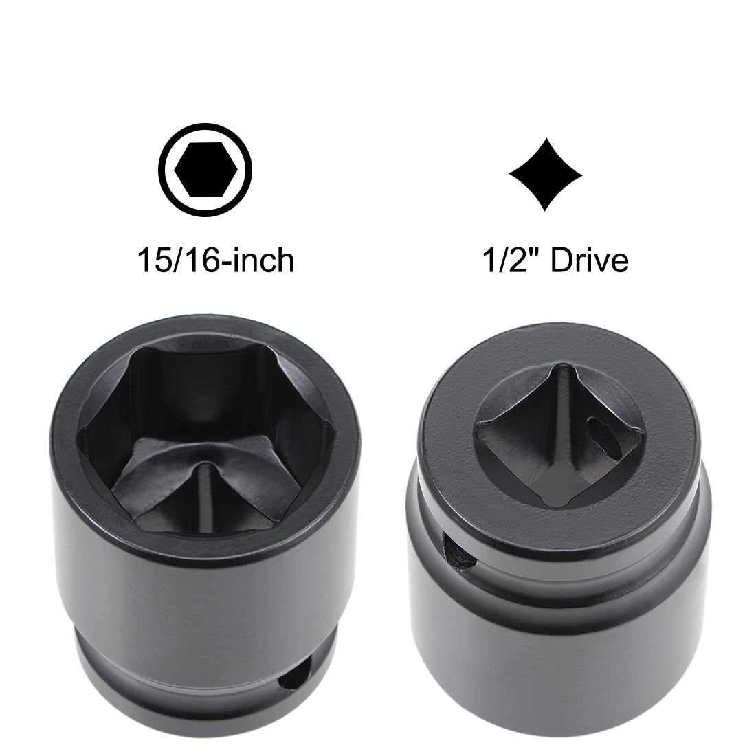 uxcell Uxcell 6-Point Impact Socket, CR-V Steel, Shallow SAE Sizes