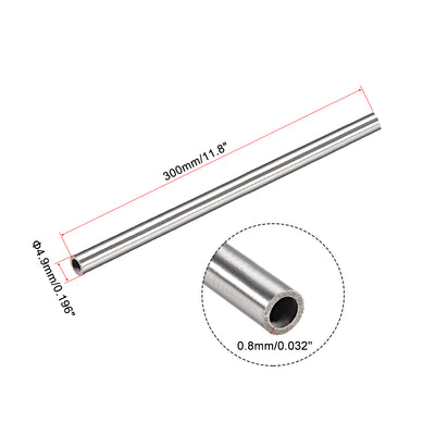 Harfington Uxcell 4Pcs 304 Stainless Steel Capillary Tube 3.3mm ID 4.9mm OD 300mm Long 0.8mm Wall
