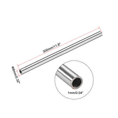 Harfington Uxcell 2Pcs 304 Stainless Steel Capillary Tube 6mm ID 8mm OD 300mm Long 1mm Wall
