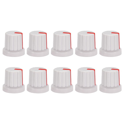 uxcell Uxcell 10Pcs 6mm Shaft Hole Knob for Speaker Effect Pedal Amplifier White Potentiometer Knob Red Mark