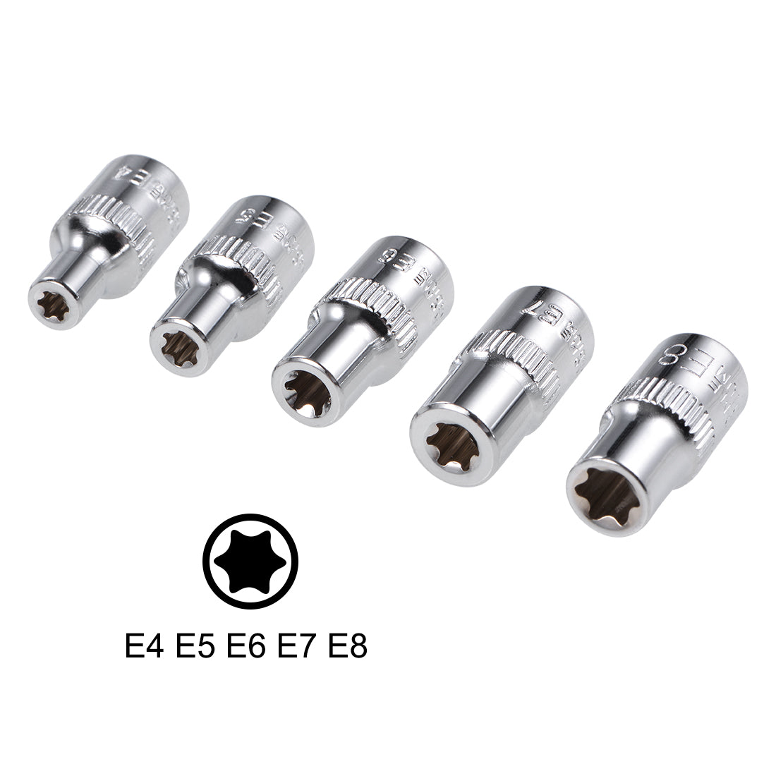 Uxcell 1/4-Inch Drive External Torx Shallow Socket Set E4 E5 E6 E7 E8 ...